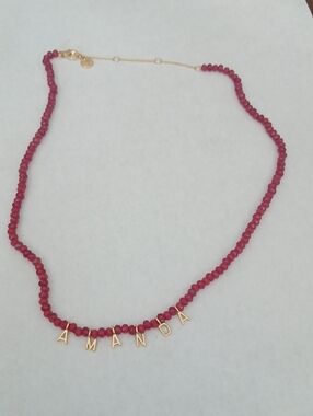 Baublebar Personalized Amanda Red Jasper Beaded Necklace